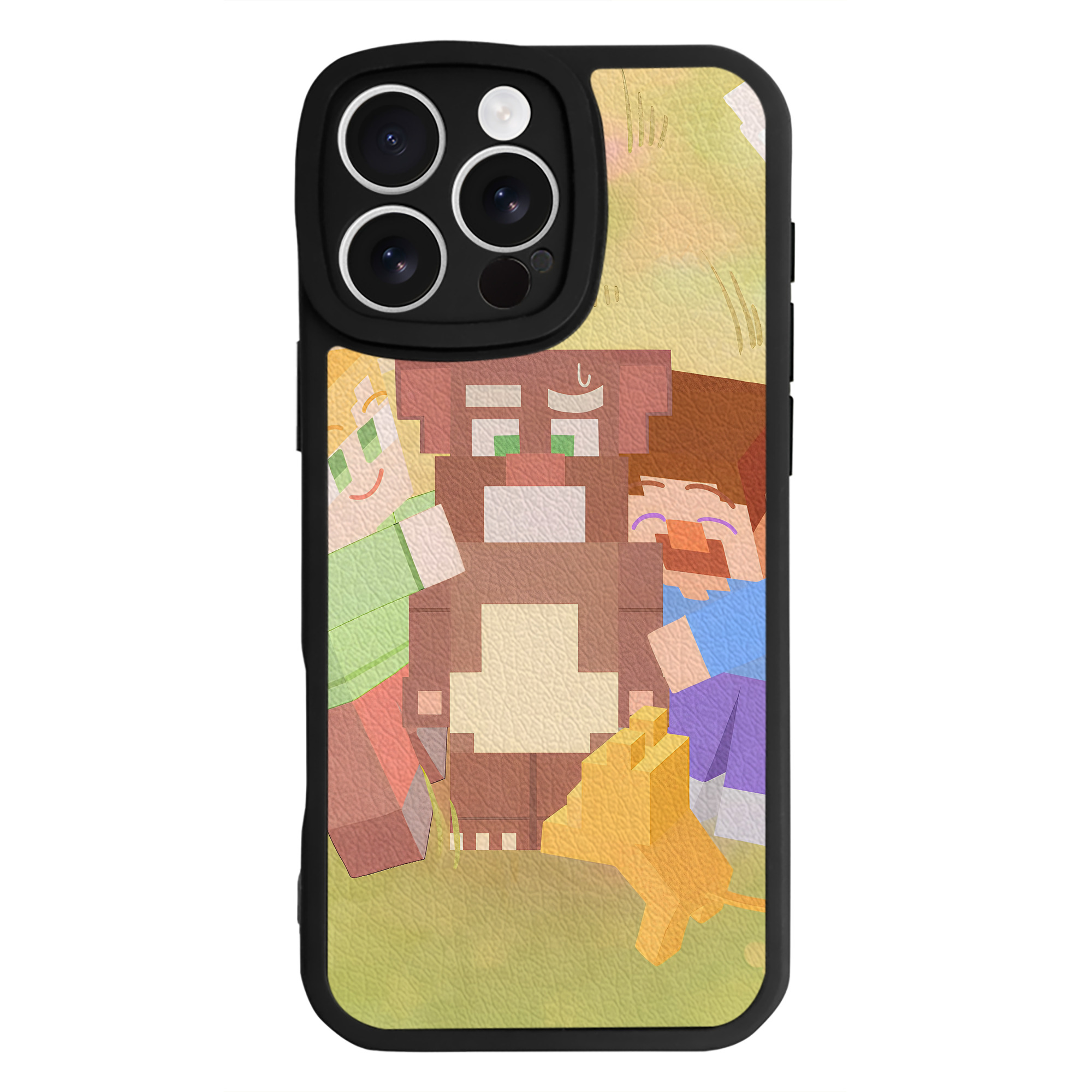 （画像用） マインクラフト ブロックの世界 Minecraft MC Block world 【iPhone 16シリーズ対応】シリコンスマホケース（レザー調） 材質：シリコン